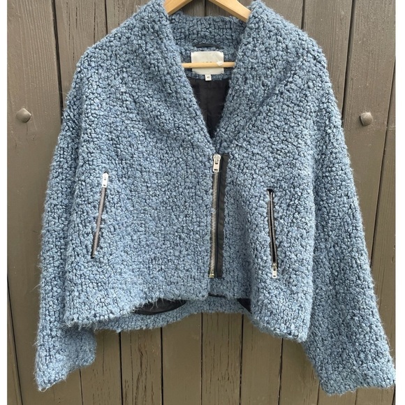 IRO Daney Light Blue Looped Knit Zip Jacket - Picture 9 of 15